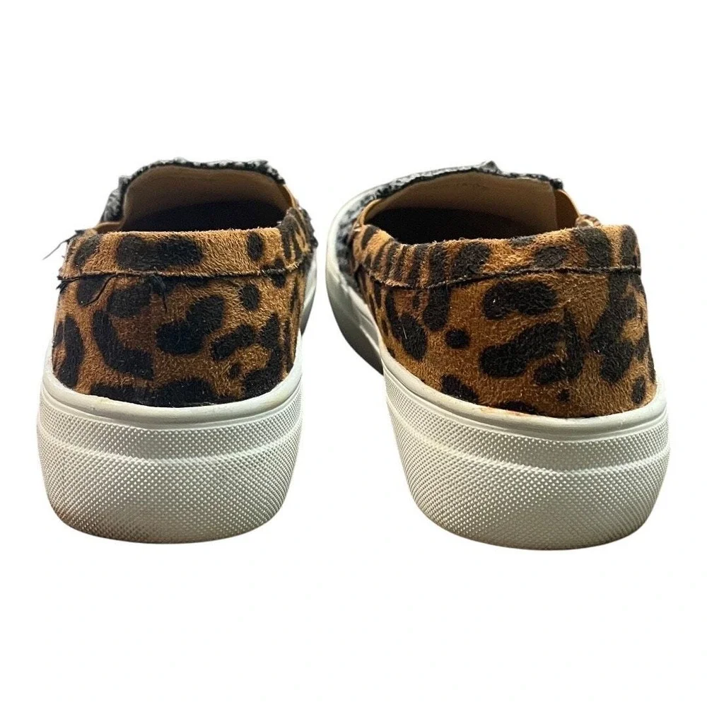 Mata Slip On Sneakers Womens 7.5 Plaid Leopard Print Mixed Media Low Top‎ Shoes